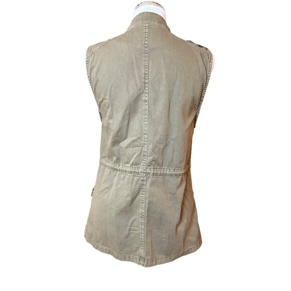 Utility Vest Military Style Small Pockets Adjustable Waist Zip Snap Epaulets - Picture 6 of 10